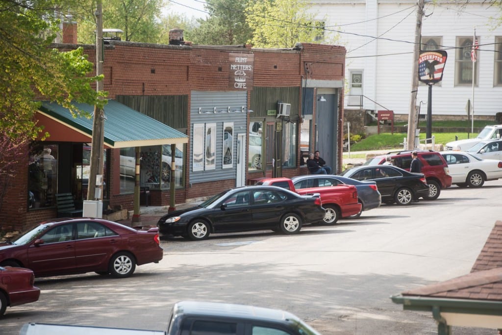 Claymama's and other shops and services in Lecompton's downtown area on Elmore Street.