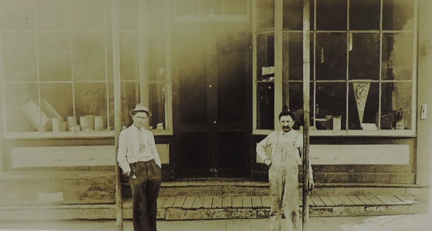 Whipple and Hildenbrand hardware store in downtown Lecompton, pre-1916.
