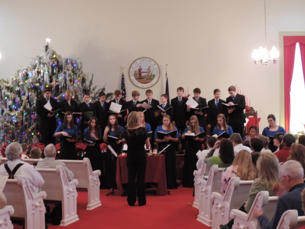 Perry-Lecompton High School singers, Traditional Christmas Vespers, 2014, Territorial Capital Museum in Lecompton, KS.