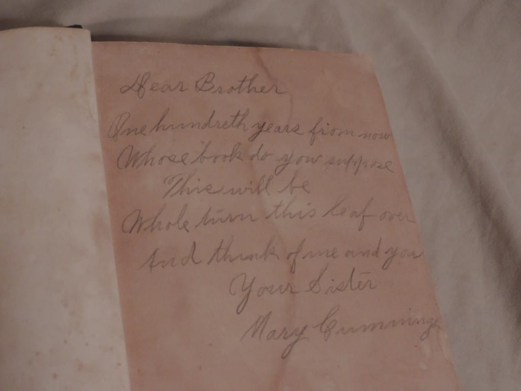 Mary's Inscription to Her Brother Bill