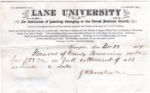 Lane University, bonebrake, kansas, lecompton